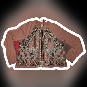 Anthropologie Akemi Kin Orange Patterned Sweatshirt Size M